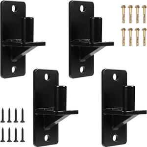 Wall Mount Gate Hinges, Black Farm Gate Hinge, 4 Pack Chain Link Fence Gate Hinge with 5/8 Hinge Pin (Screws Included), Heavy Duty Gate Hinges for Metal Gates Wooden Fences