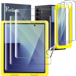 Ferilinso [Auto Dust Install] 3 Pack Inside Screen Protector for Samsung Galaxy Z Fold 7 [Phone Case Friendly], with 3 Pack Back Tempered Glass Film Accessories