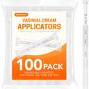 100 PACK Disposable Vaginal Suppository Applicator for Women, Fits Most Lubricants Creams Gels Pills Tablet Suppositories, Threaded End, Soft & Small Tip, with Dosage Markings, Individually Wrapped