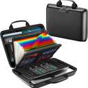 Fireproof Document Box, Hard Case Fireproof File Organizer with Lock and 13 Pocket Accordion File Folder, Portable Safe Box for Home Office Travel to Storage Important Documents Laptop Black