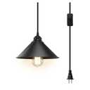 Plug in Pendant Light, Industrial Hanging Light with Plugin Cord On/Off Switch, Farmhouse Pendant Lights with Plug-in Cord, Vintage PendantLight Fixture, Hanging Lamps
