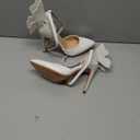 FINDVELL Gold High Heels Butterfly Back Sexy Stiletto Pumps Closed Toe Sparkly Ankle Strap Heels Sandals Dress Shoes for Women (7, White)