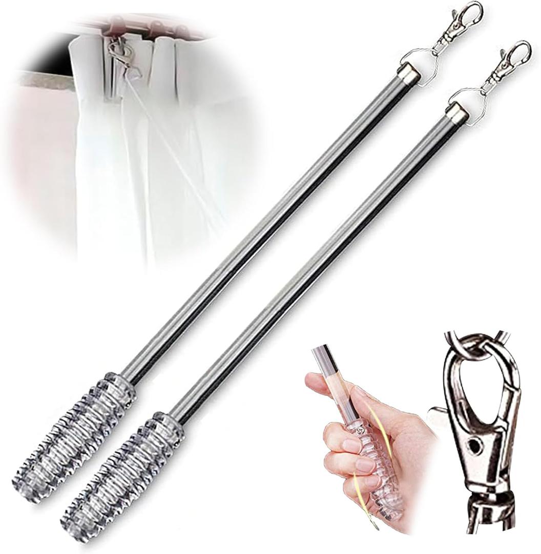 Jos & Haz Curtain Pull Wand Clear Acrylic 36" (2 Pack)  Pull Rod Wand for Grommet Panels, Vertical Blinds, Shower Drapes  Invisible Curtain Opener Stick for Opening & Closing Curtains