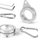Loretoy 2 Pack Aluminum Alloy Flag Pole Rings, 360 Degree Rotating Flagpole Flag Mounting Rings Spinning Flag Pole Kit with Carabiner for 0.75-1.00 Inch Diameter Flagpole ( 1 inch, Silver), Missing Piece