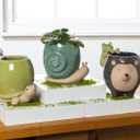 Abbott Collection Stoneware Snail Planter - Small (5" H, 3" Opening)
