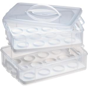 Snapware (2-Layer, 24 Cupcakes Plastic Detachable Cupcake Carrier Storage Container With Lid and Handle, Freezer Dishwasher Microwave Safe (14.25" L x 10.5" W)