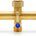 Brass Garden Hose Splitter, 3 Way Hose Splitter, Outdoor Hose Splitter, Outlet for Regulating and Shutting Off Water Flow