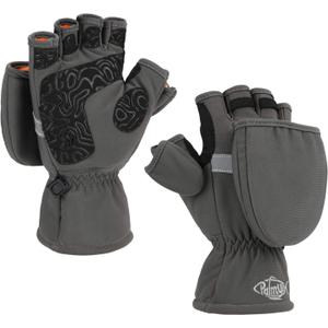 Palmyth Ice Fishing Gloves Convertible Mittens Flip Fingerless Mitt with Thinsulate 3M Warm for Cold Weather and Winter Men Women Photography Running Camera (X-Small, Gray)