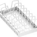 Pots and Pans Organizer Under Cabinet, 10 Adjustable Dividers, Pull Out Pot Lid Organizer Holder, Adhesive Holder Rack, Space-Saving Vertical Storage, for Kitchen Cabinet Pantry (White)