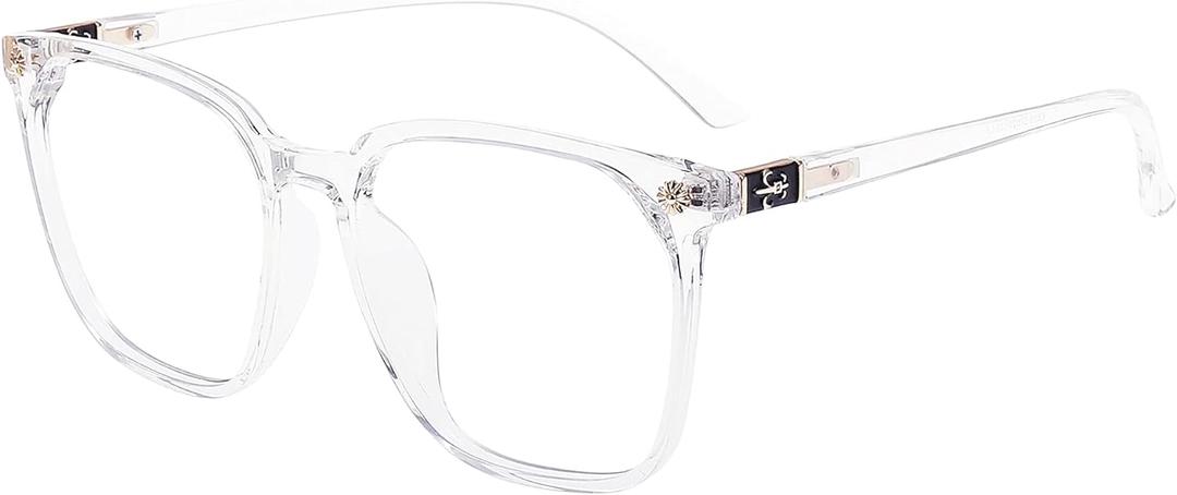 GUDVUE Oversized Blue Light Glasses, Computer Reading/Gaming/Phones Glasses, Anti Glare/UV400/Eye Strain, Large Square Frame, Clear