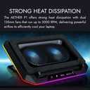 GAMDIAS Black Laptop Cooling Pad for Gaming Laptops up to 19”, Dual 135mm Fans, RGB Lighting, 7 Adjustable Heights, USB-A & USB-C Ports, Phone Stand, Aether P1