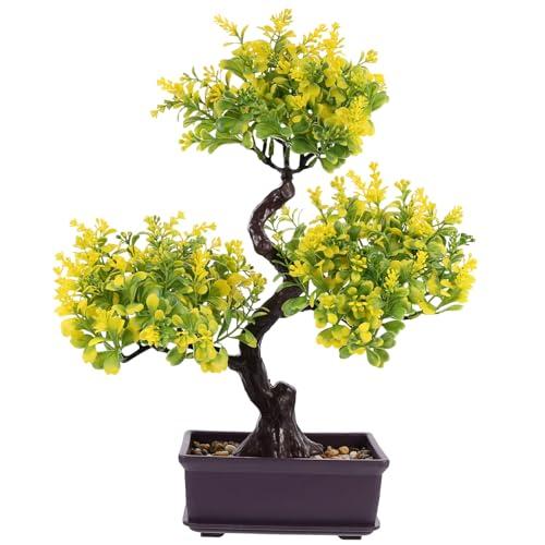 Cabilock Artificial Bonsai Tree Faux Potted Plant Realistic Simulation for Home Office Desk Decor Low Maintenance Greenery 5.12X10.63X11.81 Inches