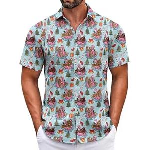 Christmas Shirts for Men Short Sleeve Santa Claus Ugly Funny Flamingo Christmas Shirts for Men Hawaiian Christmas Vacation Shirt
(Small)