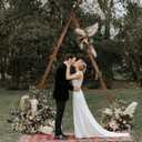 8.2FT Wooden Wedding Arch for Ceremony, Triangle Wood Arch Wedding Arbor Backdrop Stand for Garden Wedding Parties Decorations Held in Outdoor, Beach, Forest, Rustic Wedding Arch Stand Decorations