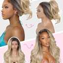 HANNE 13 * 6 Lace Front Wigs for Black Women 29 Inch Synthetic Pre Plucked Wavy Filp Curl Futura Fiber Glueless Blonde Wigs HD lace frontal Wig Hair Replacement Wigs for Every Occasion (Ombre Blonde)