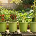 4-Pack 16 inch Large Deep Planters for Outdoor Plants -Light Green | Plastic Plant Pots with Drainage Holes & Elevated Base for Root Aeration, 10-Gallon Heavy-Duty Garden Flower Pots, 16"W 15"H