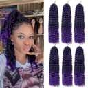 14inch Purple Water Wave Crochet Hair 6 Packs Ombre Passion Twists Crochet Hair for Butterfly Soft Locs Passion Twist Synthetic Crochet Hair Bohemian Locs Braiding Hair(14inch T1B/Purple#)