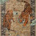 Moynesa Tiger  Rug, Boho Washable Area Rugs for Living Room, Vintage Soft Large Dining Room Rug, Non Slip Ultra Thin Floor Carpet for Bedroom Guest Room Office, Camel, Size: 9' x 12' (Rectangular)