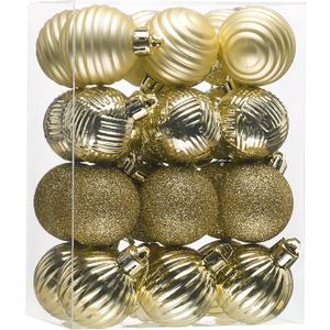 Valery Madelyn 1.6" Small Christmas Ornaments Tree Decorations Set for Fall Halloween, 24ct Gold Shatterproof Ball Hanging Ornament Bulk for Xmas Holiday Party Decor