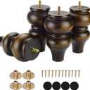 Sofa Legs 6 inch Set of 4,Round Mid Century Couch Legs,Replacement Furniture Legs for Chair Ottoman Cabinet Dresser Sideboard Recliner Coffee Table with M8 Bolt