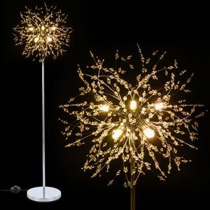 Tangkula 63-Inch Crystal Floor Lamp, Modern Freestanding Dandelion Light with Acrylic Crystals, Metal Tall Pole Lamp with Foot Switch for Living Room, Bedroom, Office, Requires 8 G9 Bulb (Silver)