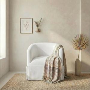 Swivel Accent Chair, 360 Degree Performance Fabric Armchair Modern Barrel Chairs Armchair for Living Room Bedroom Home and Office,Cream White