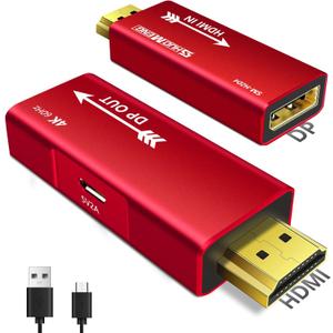 HDMI to DisplayPort Adapter, 4K@60Hz, 1080p@120Hz, HDMI computer to DP monitor Converter with usb power, Compatible with, Laptop, AMD, NVIDIA, PS5, Xbox, Graphics Card, Aluminium case (1pack)