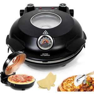 Pizza Oven, 1200 W Portable Electric Pizza Oven, with Stone Base & Glass Window, Adjustable time & Temp to 800?F, 12 Inch Indoor Pizza Oven Countertop, for Restaurant Kitchen/337