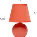 Simple Designs LT1196-ORG-2PK 8.66" 2-Pack Chic Little Globe Ceramic Table Lamp Set with Matching Tapered Shade, for Living Room, Bedroom, Office, Orange