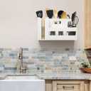 Elegant Designs HG2033-WHT Pantry Picks Farmhouse Wooden Flatware & Utensils Caddy Condiment Organizer w Cutout Handle & Compartments for Kitchen Dcor Countertop Breakfast BBQ Events Picnic, Wht Wash