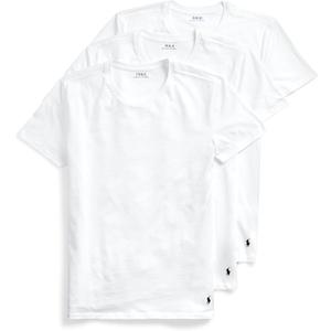 POLO RALPH LAUREN Men's Classic Fit Cotton Crew Undershirts, 3 Pack (Large, 3 White/Cruise Navy Pp)