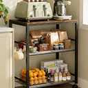 Tujurich Kitchen Rolling Cart, Microwave Stand with Lockable Wheels, 3-Tier Mobile Utility Cart, Multifunctional Organizer Table Island for Kitchen, Office, Coffee Bar, Balcony, 23.6" x 15.7" x 27.6"