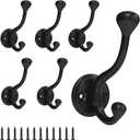 Tebgeag 6 Pack Wall Hooks for Hanging, Heavy Duty Coat Hook Wall Mount, Easy to Install Metal Closet Hooks, Apply to Bathrooms, Bedrooms, Living Rooms, Entrances (Black)