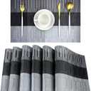 PIGCHCY Placemats,Washable Durable Woven Vinyl Placemats for Dining Table,Easy to Clean Plastic Placemats Set of 6 (Black)