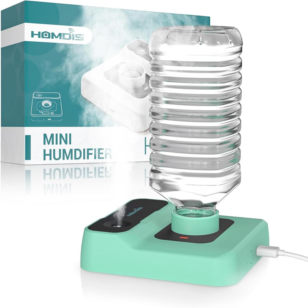 Portable Humidifiers for Travel, Small Mini Humidifier with Auto Shut-Off, Nightlight and Storage Bag for Hotel, Bedroom or Office, Plant Humidifier Indoor, MintGreen