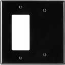 Bates- Combination Wall Plate, 4.8"x4.9", Decorator/Blank, Black, Unbreakable Polycarbonate Thermoplastic, 2 Gang Wall Plate for Electrical Outlets (1 Pack)