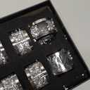Crystal Glass Napkin Holder Silver Diamond Napkin Rings Pack of 6 Pieces, Glam Crushed Diamond Table Settings Bling Serviette Buckles Cloth Holder