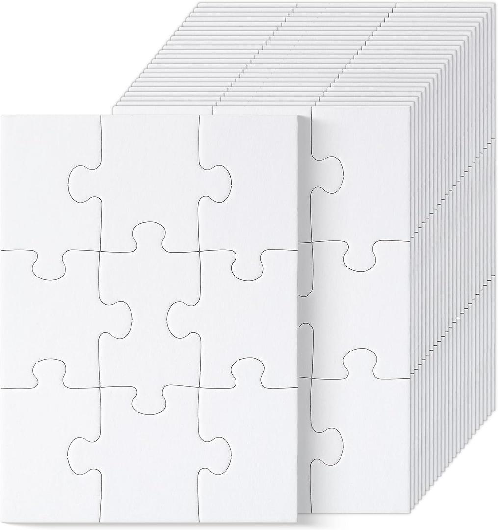 Mr. Pen- Blank Puzzle Bulk, 24 Pack, 9 Pieces/Pack, 5.5" x 4", White Puzzle, Blank Puzzles to Draw on