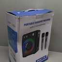 Karaoke Machine, Portable Bluetooth Karaoke Speaker with 2 Wireless Microphones, PA System for Adults Kids with LED Lights & Echo Adjustment, Supports TWS/TF/USB/AUX for Home Party (T03-2 MICS)