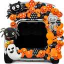 JOYIN Halloween Trunk Or Treat Car Decorations Kit for SUV Halloween Decor Outdoor Bat Ghost Spider Skeleton Pumpkin Balloons, Stickers Haunted House Door Archway Entryway Foil Dot Glue