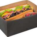 Restaurantware Bio Tek 8.4 x 6 x 3.5 Inch Burger Trays 100 Disposable Paper Food Trays - Recyclable Sturdy Black Paper Movie Snack Trays For Meals Snacks And Baked Goods