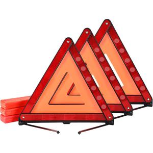Emergency Warning Triangles | 3 Pack Road Emergency Warning Reflector Roadside Safety Triangle Kits Reflective Warning Triangle Foldable Safety Warning Sign with Storage Case for Vehicles