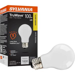 Sylvania LED TruWave Natural Series A19 Light Bulb, 100W Equivalent, Efficient 15W, 1600 Lumens, Medium Base, Dimmable, Frosted, 3000K, Warm White - 1 Pack (42295)