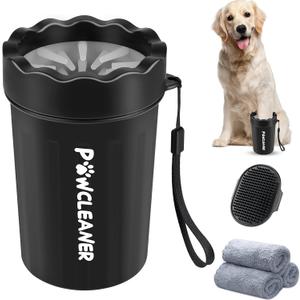 Dog Paw Cleaner, Washer, Muddy Pet Foot Cleaner for Small Medium Breed Dogs/Cats (with 3 absorbent towel) (Black, Medium)