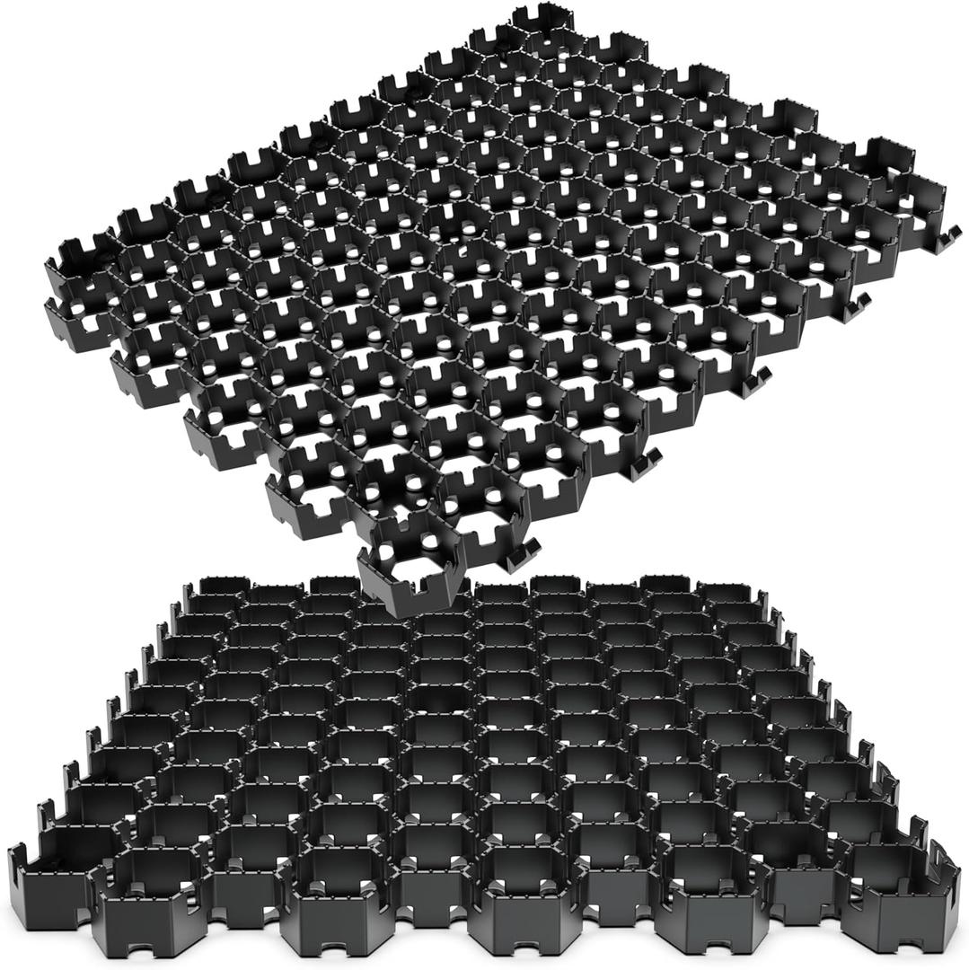 Vodaland Permeable HexPave System - Grass & Gravel Pavers - 100% Recycled PPE Plastic, Handles 27,000 lbs, 1" Depth, 65 s.f / 22 Units (65 Sq Ft)