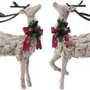 CEDAR HOME Resin Holiday Figurine Decorative Christmas Deer Tabletop Statue Decor, 2 Pack