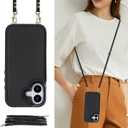 Wallet Case Compatible with iPhone 17, Crossbody Case RFID Blocking Card Holder Magnetic Flip Folio Purse, Shockproof Leather Strap Protective Cover for iPhone 17 6.3'' 2025 Black