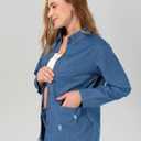 roswear Jean Shirt for Women Button Down Shirts Denim Tops Western Fall Outfits (Blue, XL)
