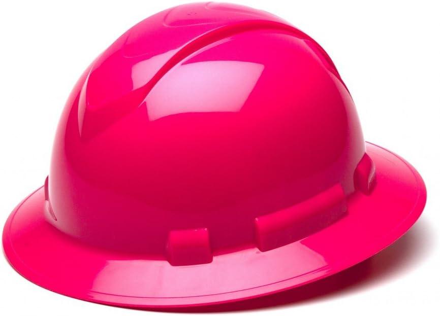 Pyramex Ridgeline Full Brim Hard Hat 4 Point Ratchet Suspension (Pink)