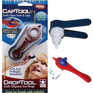 Eye Drop Tool Kit 2-in-1 Easy Bottle Opener & Precision Drop Squeezer Removes Tight Caps and Helps Apply Eye Drops Arthritis Friendly, Seniors & Limited Grip Assistance Compact Handheld Aid